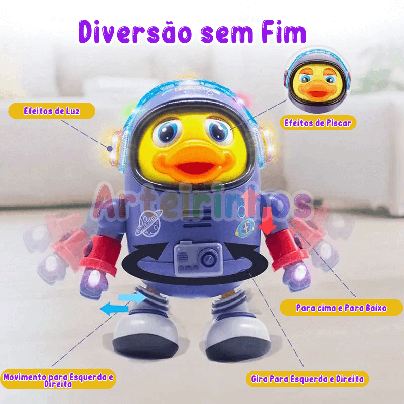 Pato astronauta bailando - Arteirinhos