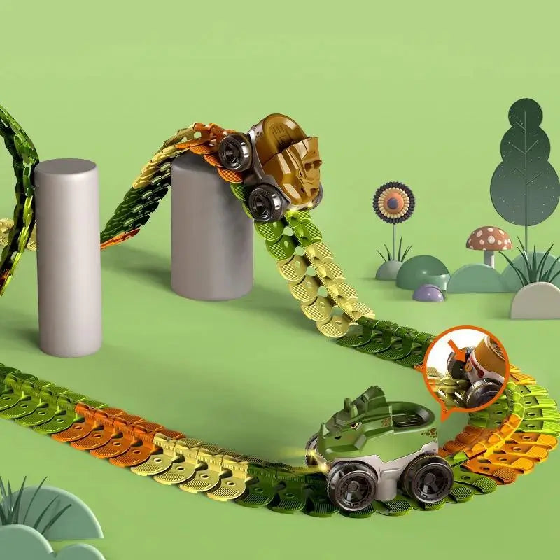 Pista de coches de dinosaurios radicales 360