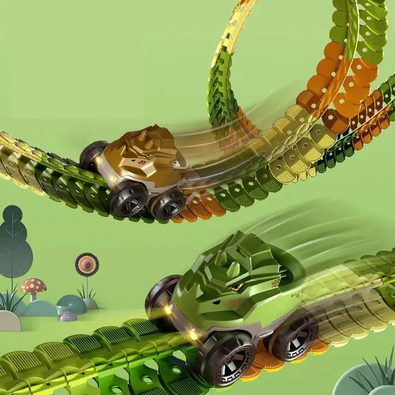 Pista de coches de dinosaurios radicales 360