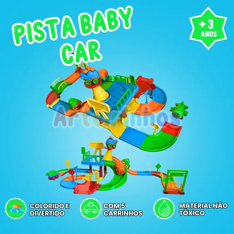 Kit de pista para cochecito de bebé con 34 piezas + 4 cochecitos