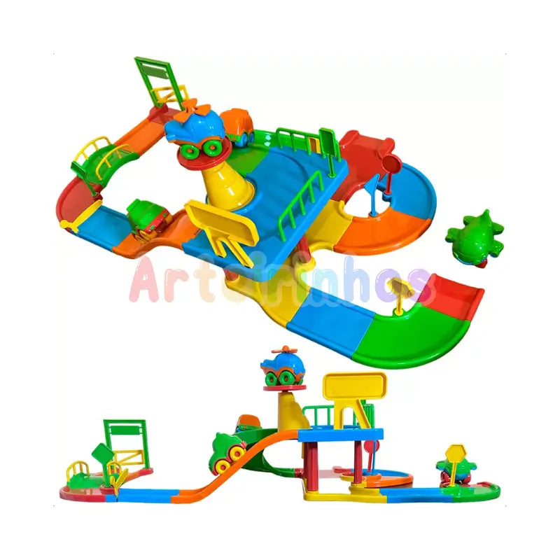 Kit de pista para cochecito de bebé con 34 piezas + 4 cochecitos
