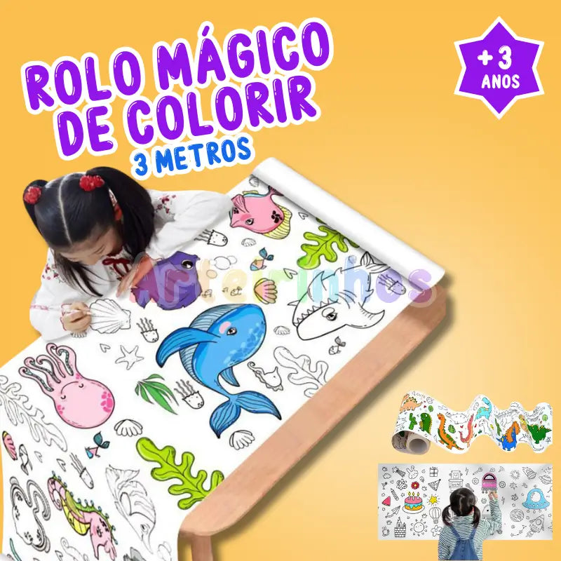 Rodillo mágico para colorear (3 metros) y dibujos adhesivos
