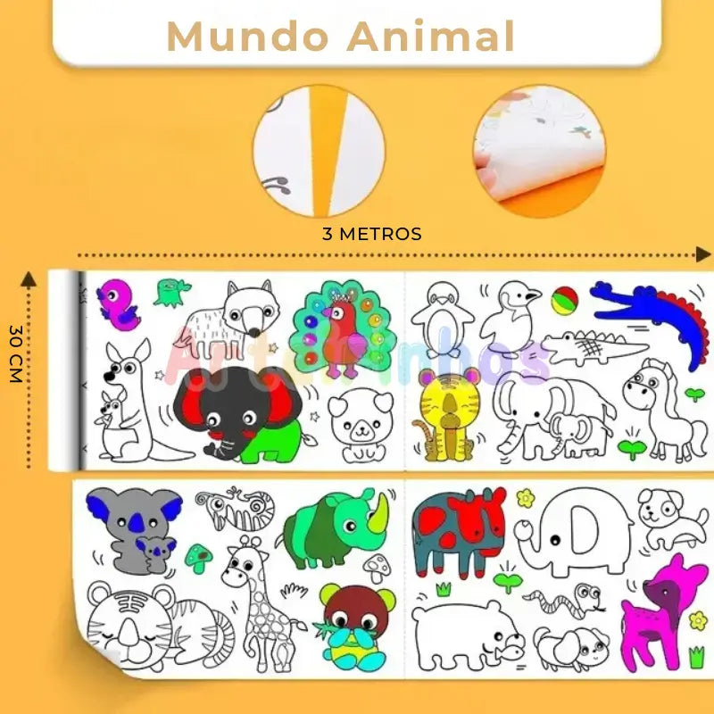 Rodillo mágico para colorear (3 metros) y dibujos adhesivos