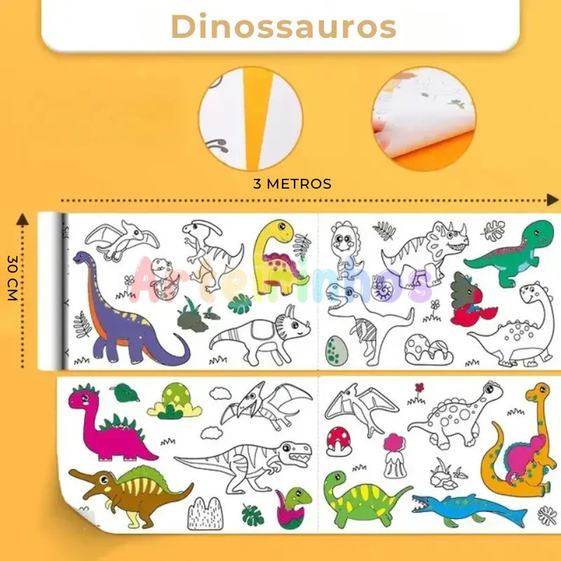 Rodillo mágico para colorear (3 metros) y dibujos adhesivos