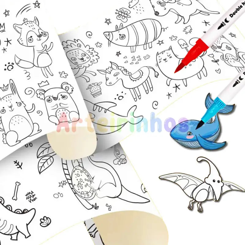 Rodillo mágico para colorear (3 metros) y dibujos adhesivos