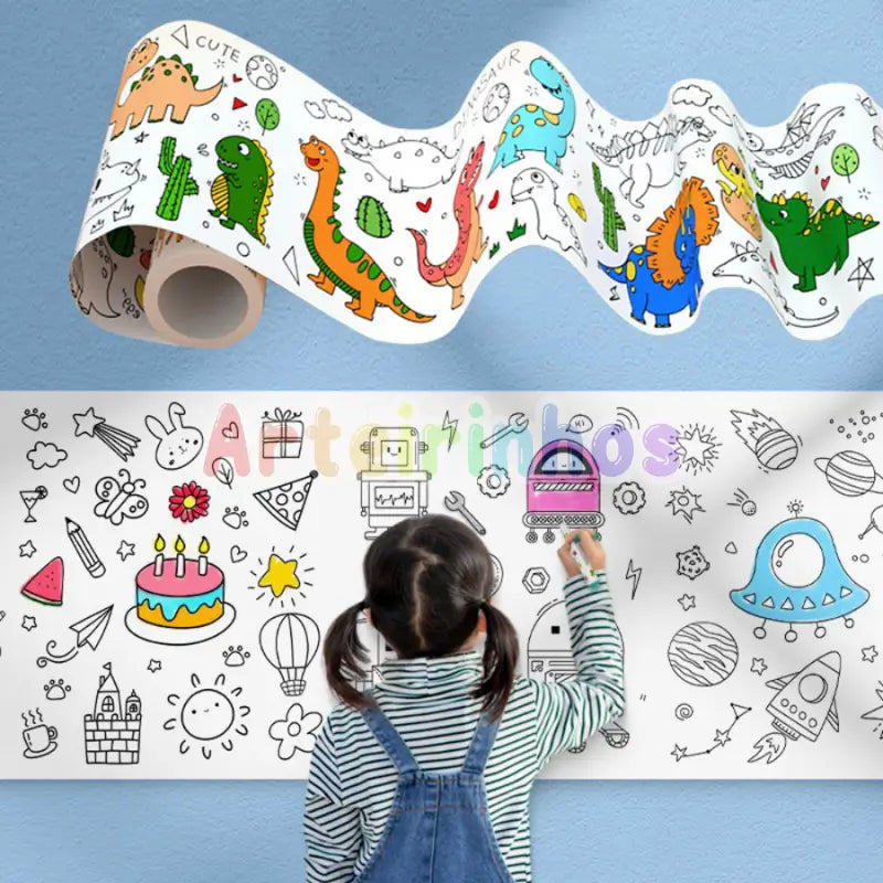 Rodillo mágico para colorear (3 metros) y dibujos adhesivos