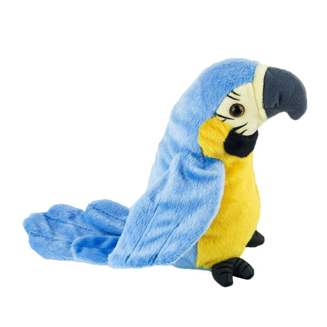 Loro de peluche que repite el habla