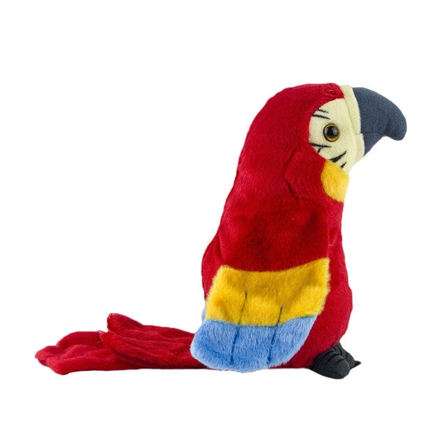 Loro de peluche que repite el habla