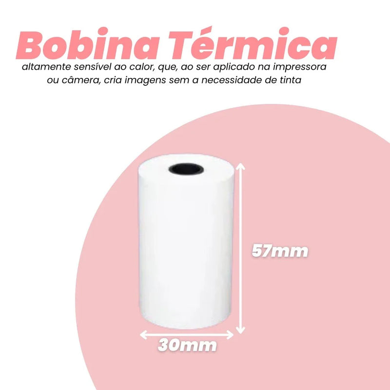 Kit 5 Rolos de Papel Térmico para Câmera Digital Infantil