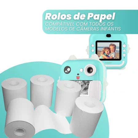 Kit 5 Rolos de Papel Térmico para Câmera Digital Infantil
